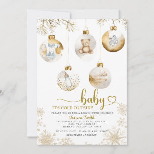 It's Cold Outside Christmas Ornament Baby Shower Invitation