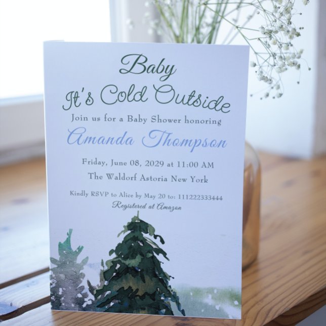 It's Cold Outside Christmas Tree Baby Shower Invitation (Creator Uploaded)