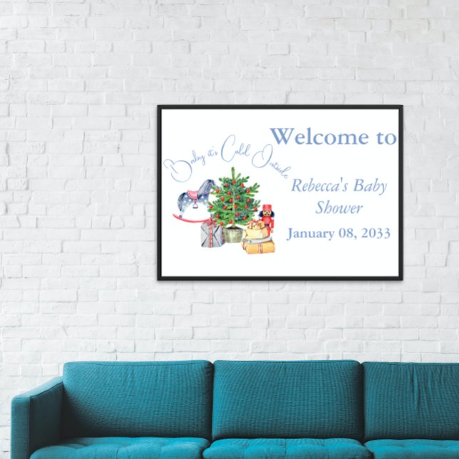 It's Cold Outside Christmas Tree Blue Baby Shower Banner (Creator Uploaded)