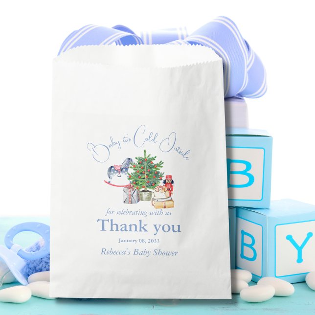 It's Cold Outside Christmas Tree Boy Baby Shower Favour Bag (Creator Uploaded)