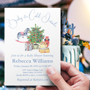 It's Cold Outside Christmas Tree Boy Baby Shower Invitation
