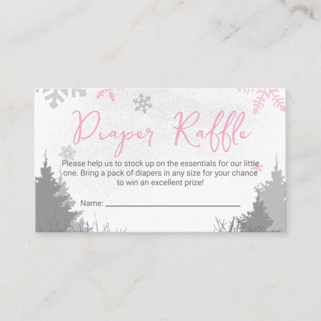 It's Cold Outside Diaper Raffle Ticket Pink Enclosure Card (Front)