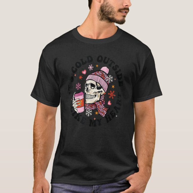 It's Cold Outside Like My Heart Leopard Skull Vale T-Shirt (Front)