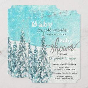 It's Cold Outside Pine Tree Forest Baby Shower  Invitation