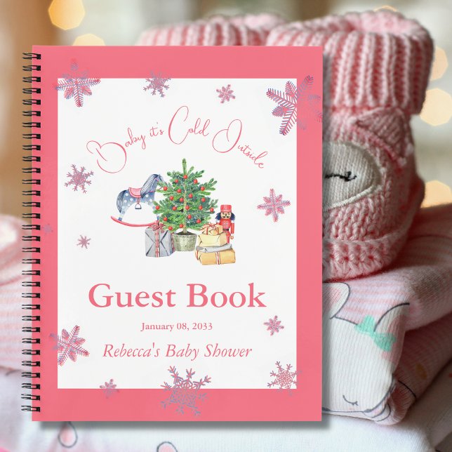 It's Cold Outside Pink Girl Baby Shower Guest Notebook (Creator Uploaded)