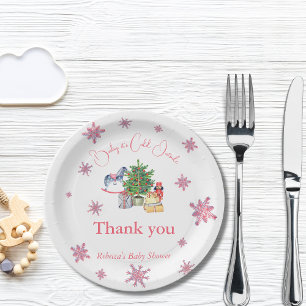 It's Cold Outside Pink Girl Winter Baby Shower  Paper Plate
