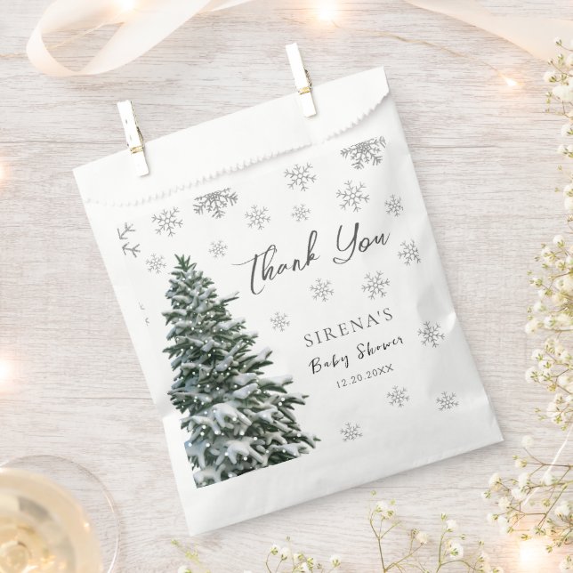 It's Cold Outside | Snow Tree Thank You Favour Bag (Clipped)