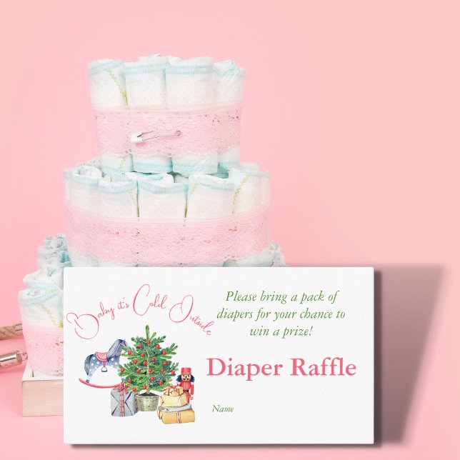 It's Cold Outside Winter Baby Shower Diaper Raffle Business Card (Creator Uploaded)