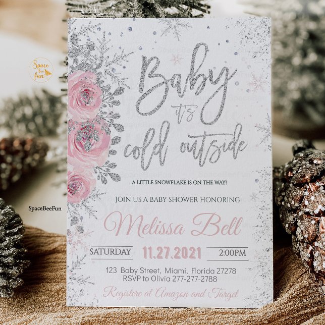 It's Cold Outside Winter Baby shower Invitation (Winter Baby Shower Invitation, It's Cold Outside Baby Shower Invitation, Snowflake Baby Shower Invit)