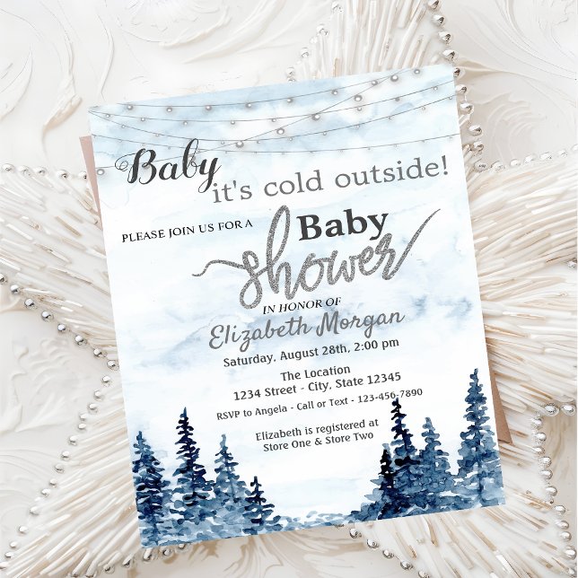 It's Cold Outside Winter Forest Baby Shower Invitation (Creator Uploaded)