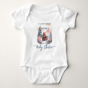 Its Cold Outside Winter Forest Bears Baby Shower Baby Bodysuit