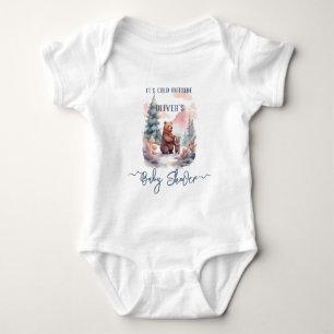 Its Cold Outside Winter Forest Bears Baby Shower Bodysuit