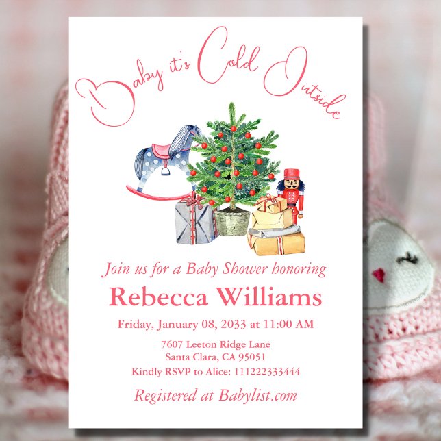 It's Cold Outside Winter Pink Girl Baby Shower Invitation (Creator Uploaded)