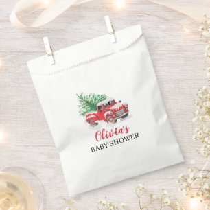 it's cold outside Winter Red Truck Baby Shower Favour Bag