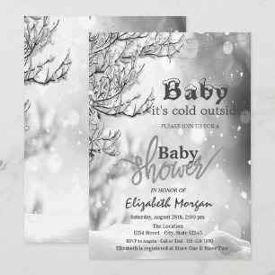 It's Cold Outside Winter Tree Baby Shower Invitation