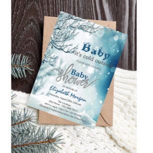 It's Cold Outside Winter Wonderland Baby Shower In Invitation
