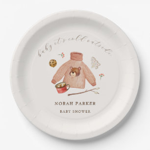 It's Cold Winter Camping Clothes Baby Shower Paper Plate