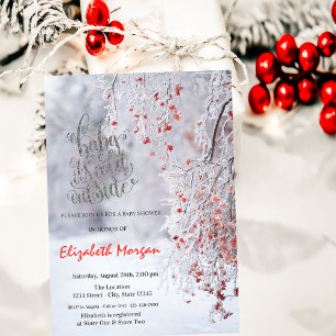 It's Cold Winter Wonderland Red Baby Shower    Invitation
