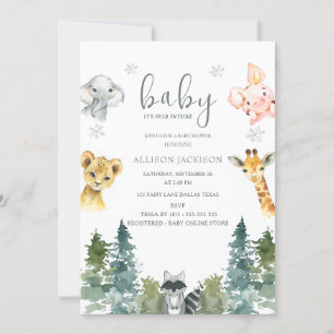 It's Cold  Woodland  Outside Baby Shower  Invitation