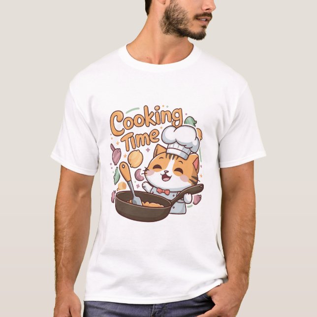 Its Cooking Time Cat T-Shirt (Front)