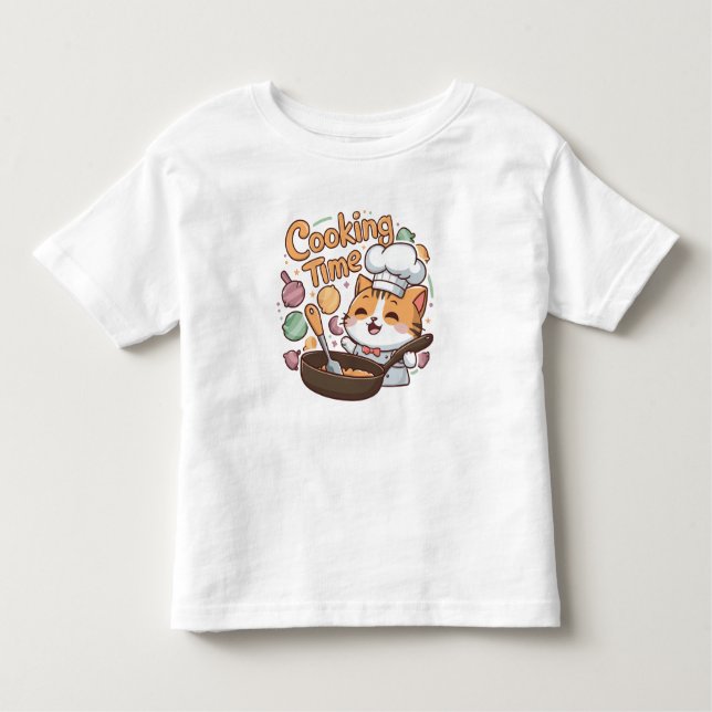 Its Cooking Time - Cute Cat Cooking Toddler T-Shirt (Front)
