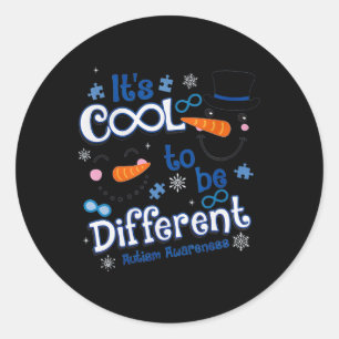 It's Cool Christmas To Be Different - Autism Aware Classic Round Sticker