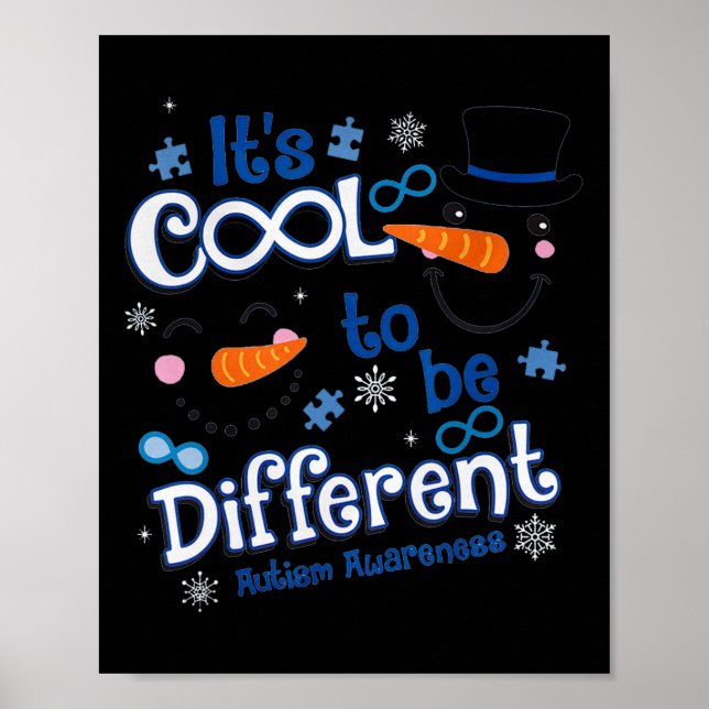 It's Cool Christmas To Be Different - Autism Aware Poster (Front)
