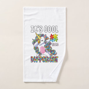 It's Cool to be Different Dabbing Unicorn Autism A Hand Towel