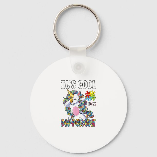 It's Cool to be Different Dabbing Unicorn Autism A Key Ring (Front)