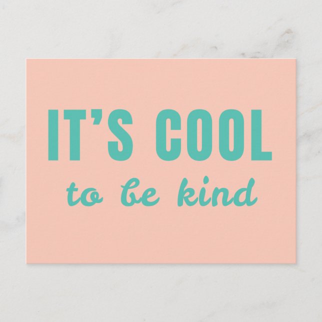 It's Cool to Be Kind | Modern Retro Pink Green Fun Postcard (Front)