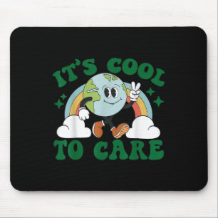 Its Cool To Care Earth Day Groovy 70s Retro Trendy Mouse Pad