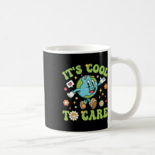 It's Cool To Care Earth Day Retro Groovy Teacher K Coffee Mug