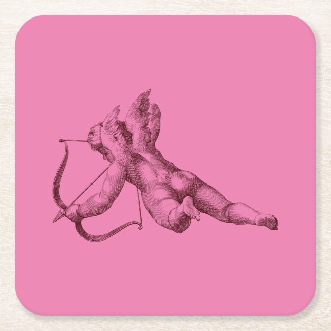 It's Cupid Romantic Square Paper Coaster (Front)
