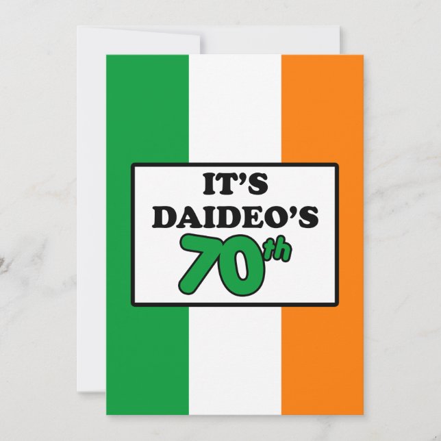 It's Daideo's 70th Birthday Irish Flag Invite (Front)