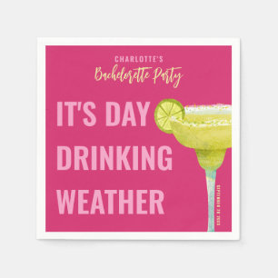 It's Day Drinking Weather Pink Custom Bachelorette Napkin