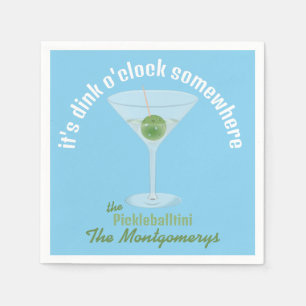 It's Dink O'Clock Somewhere Pickle Martini - Blue Napkin
