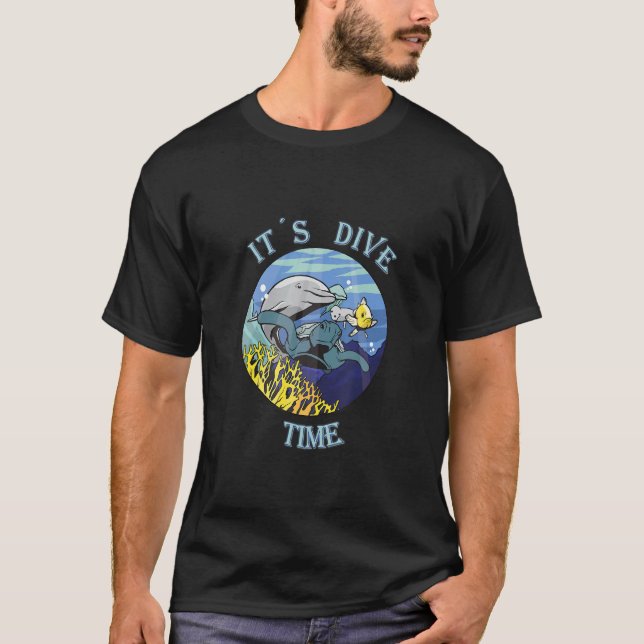 it's dive time snorkelling diving diving diving ti T-Shirt (Front)