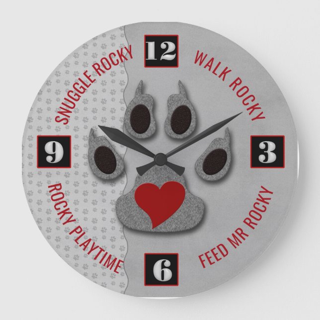 It's Doggie Time for the Pet Lover Large Clock (Front)