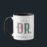 It's Dr. [Custom Name] Actually Mug<br><div class="desc">Make a bold yet stylish statement with the "It's Dr. Actually" personalised mug! Featuring modern typography with soft pastel accents and a customisable name, this mug is perfect for celebrating academic achievements, promotions, or professional milestones. The elegant design, combined with a contrasting black handle and interior, adds a touch of...</div>