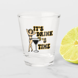 It's Drink 'O Time! Pin-Up Lady Next To A Glass Of