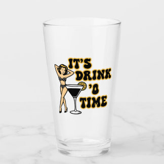 It's Drink 'O Time! Pin-Up Lady Next To A Glass Of