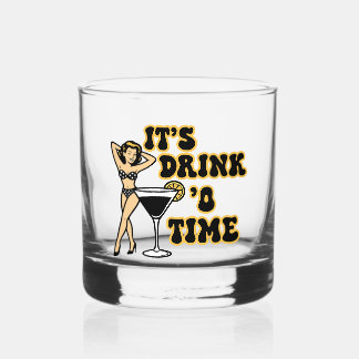 It's Drink 'O Time! Pin-Up Lady Next To A Glass Of