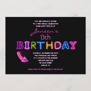 IT'S ELECTRIC! 13th Birthday Party Invite