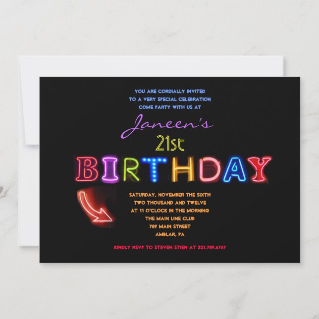 IT'S ELECTRIC! 21st Birthday Invitation Invite (Front)