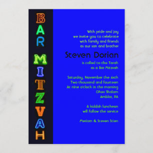 IT'S ELECTRIC Bar Bat Mitzvah Invitation
