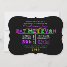 IT'S ELECTRIC! NEON GLOW  Bar Mitzvah Invitation