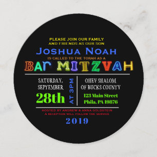 IT'S ELECTRIC! NEON GLOW  Bar Mitzvah Invitation