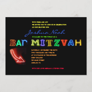 IT'S ELECTRIC!  NEON SIGN Bar Mitzvah Invitation
