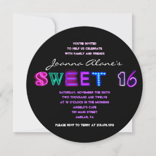 IT'S ELECTRIC! NEON SIGN Sweet Sixteen Invitation