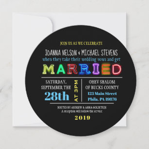 IT'S ELECTRIC! NEON SIGN Wedding Invitation